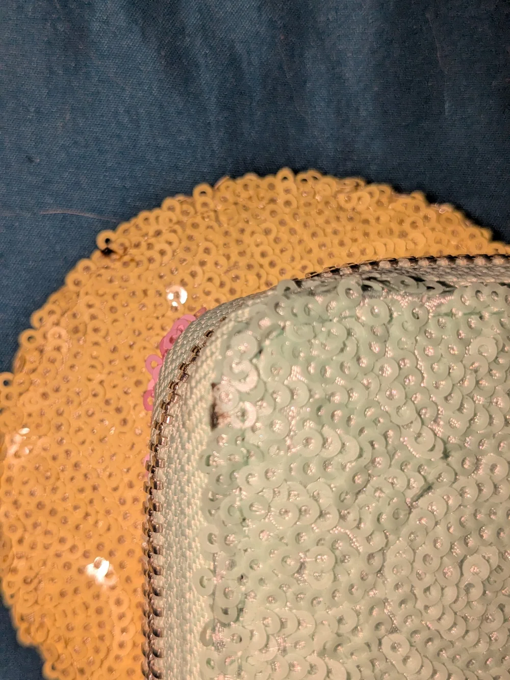 Disney Loungefly Pastel Sequin Clutch in Mint Green with Yellow Accents Wallet - Picture 4 of 4